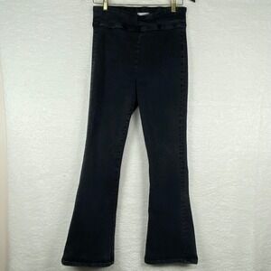 FRAME Women's 2 The Jet Set Flare Black High Rise Pull On Stretch Denim Jeans